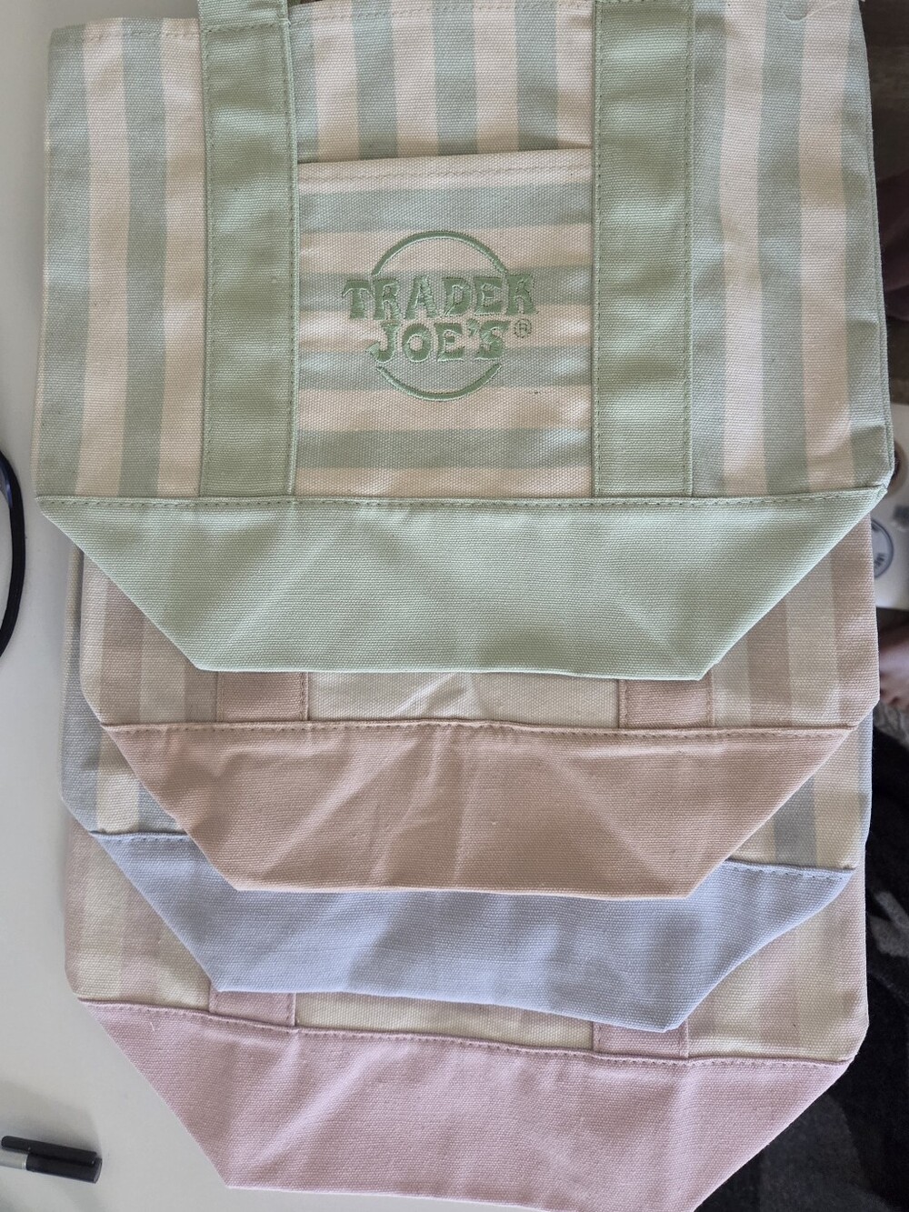 Trader Joe's Pastel Stripe Tote Bag - Mint, Pink, Blue